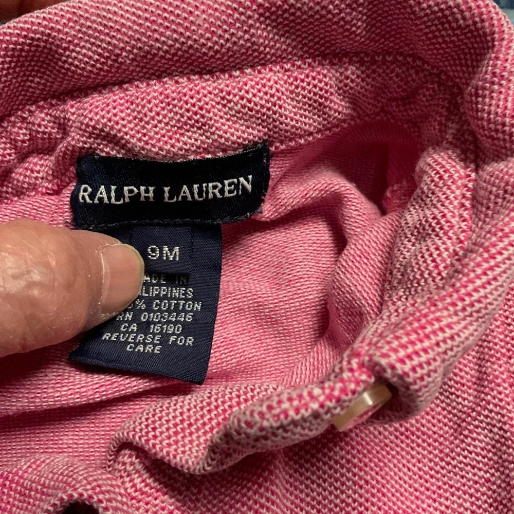 Ralph Lauren Polo Dress Kids 9M Pink Long Sleeve Button Front Pique RF621249